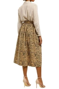 Button Down Midi Skirt - Tiger -Gunsn Styles SWFButtonDownMidiSkirt Tiger 1