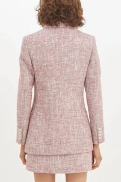 Elsy Tweed Longline Blazer - Pink -Gunsn Styles SabaElsyTweedLonglineBlazer Pink 2