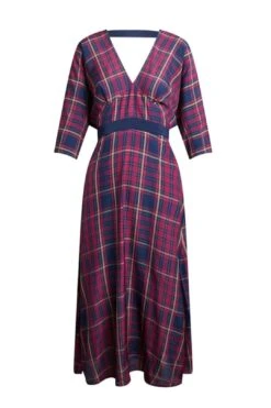 Gunsn Styles 16 Meridian Check Midi Dress