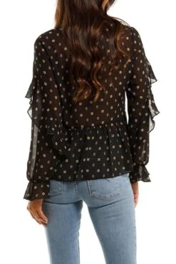 Sheer Printed Top With Ruffles -Gunsn Styles Scotch SodaSheerPrintedTopWithRuffles