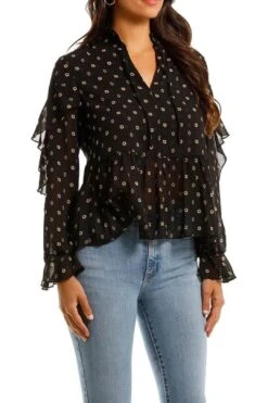 Sheer Printed Top With Ruffles -Gunsn Styles Scotch SodaSheerPrintedTopWithRuffles 1