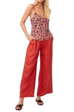 Rising Sun Wide Leg Linen Pant - Rust -Gunsn Styles SubooRisingSunWideLegLinenPant Rust 944c00bc bb10 4477 8aec d8089f47ae38