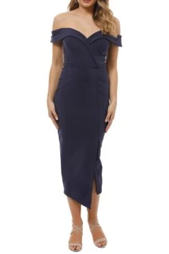 Navy Sweetheart Midi Dress