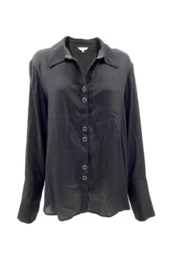 Sheer Black Press Button Shirt