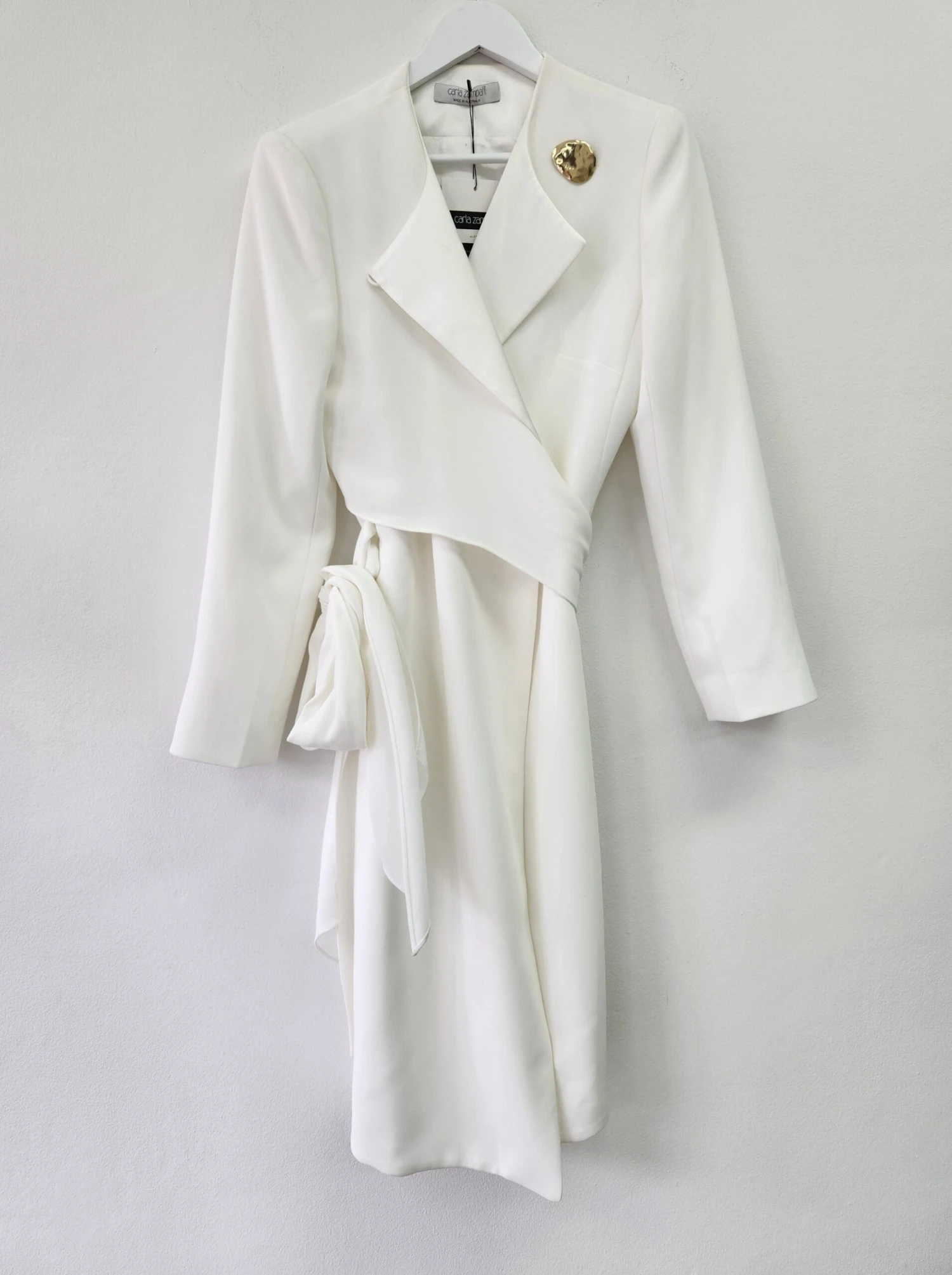 White Crepe Wrapped Up Coat 2 White Crepe Wrapped Up Coat - Image 2
