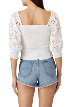 Frame Shirred Blouse - White -Gunsn Styles WishFrameShirredBlouse White 1