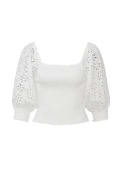 Frame Shirred Blouse - White