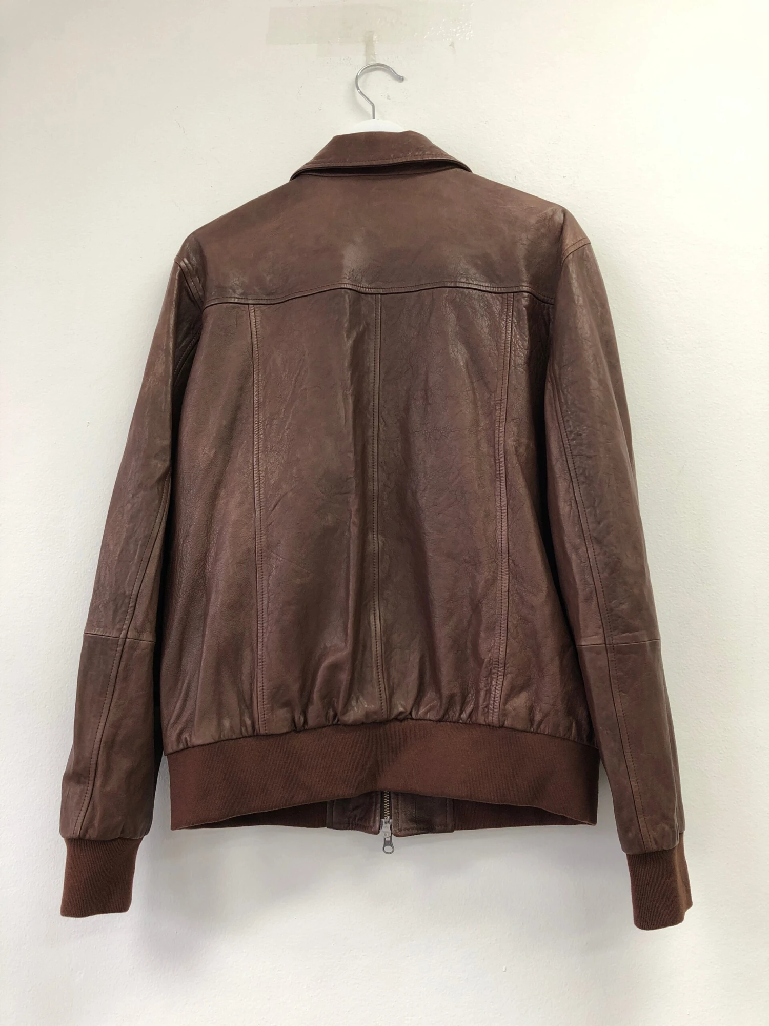 Mens Brown Leather Bomber Jacket 3 Mens Brown Leather Bomber Jacket - Image 3