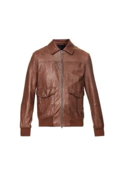 Mens Brown Leather Bomber Jacket