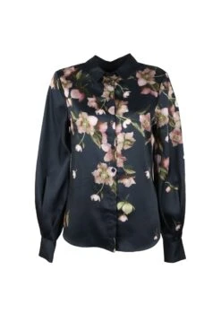Laniie Arboretum Floral Print Navy Blouse